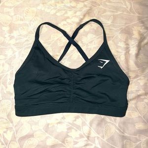 XSOLDX Gymshark Ruched Training Bra-Obsidian Green-Size Small